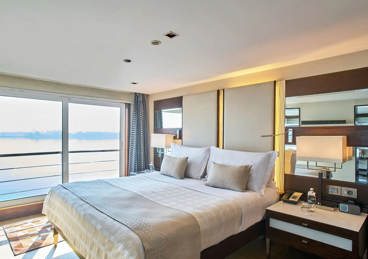 Cabin aboard the The Oberoi Philae, Luxury Nile Cruiser Nile cruise